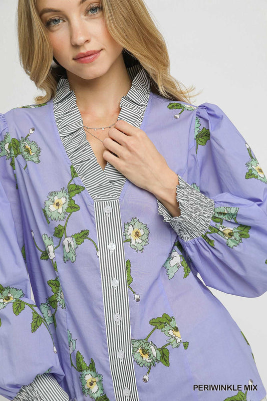 Breezy Blooms Floral Top - Blue