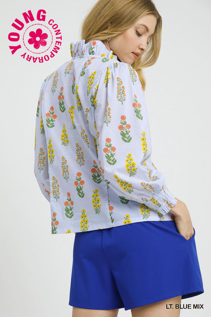 Secret Garden Floral Top - Blue