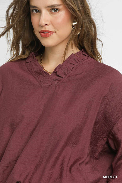 Jules Bubble Hem Top - Burgundy