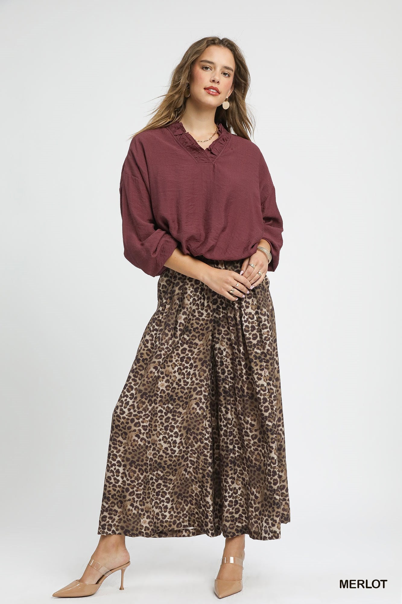 Jules Bubble Hem Top - Burgundy