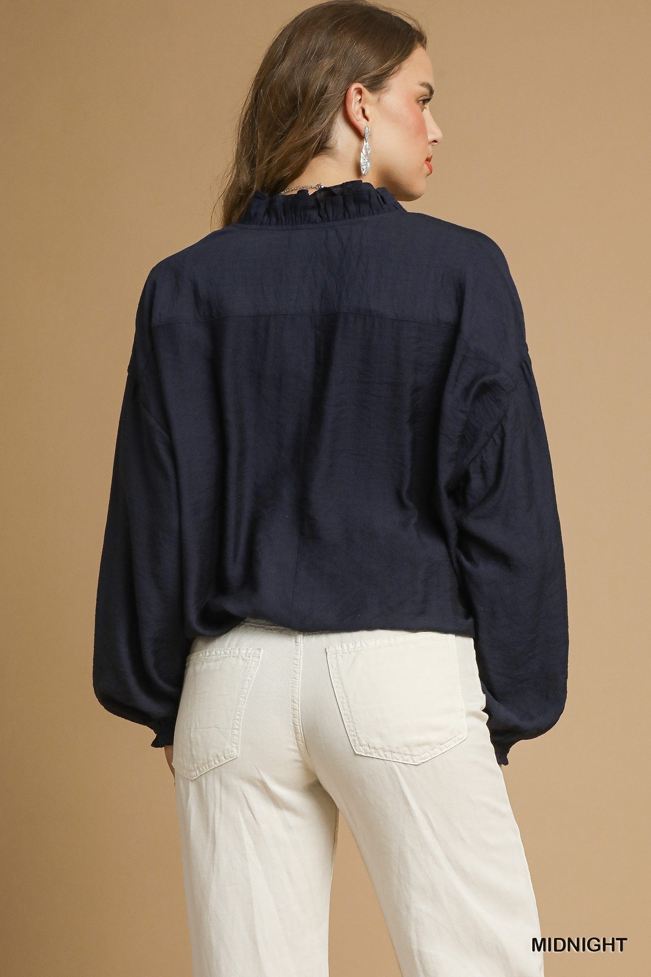 Jules Bubble Hem Top - Navy