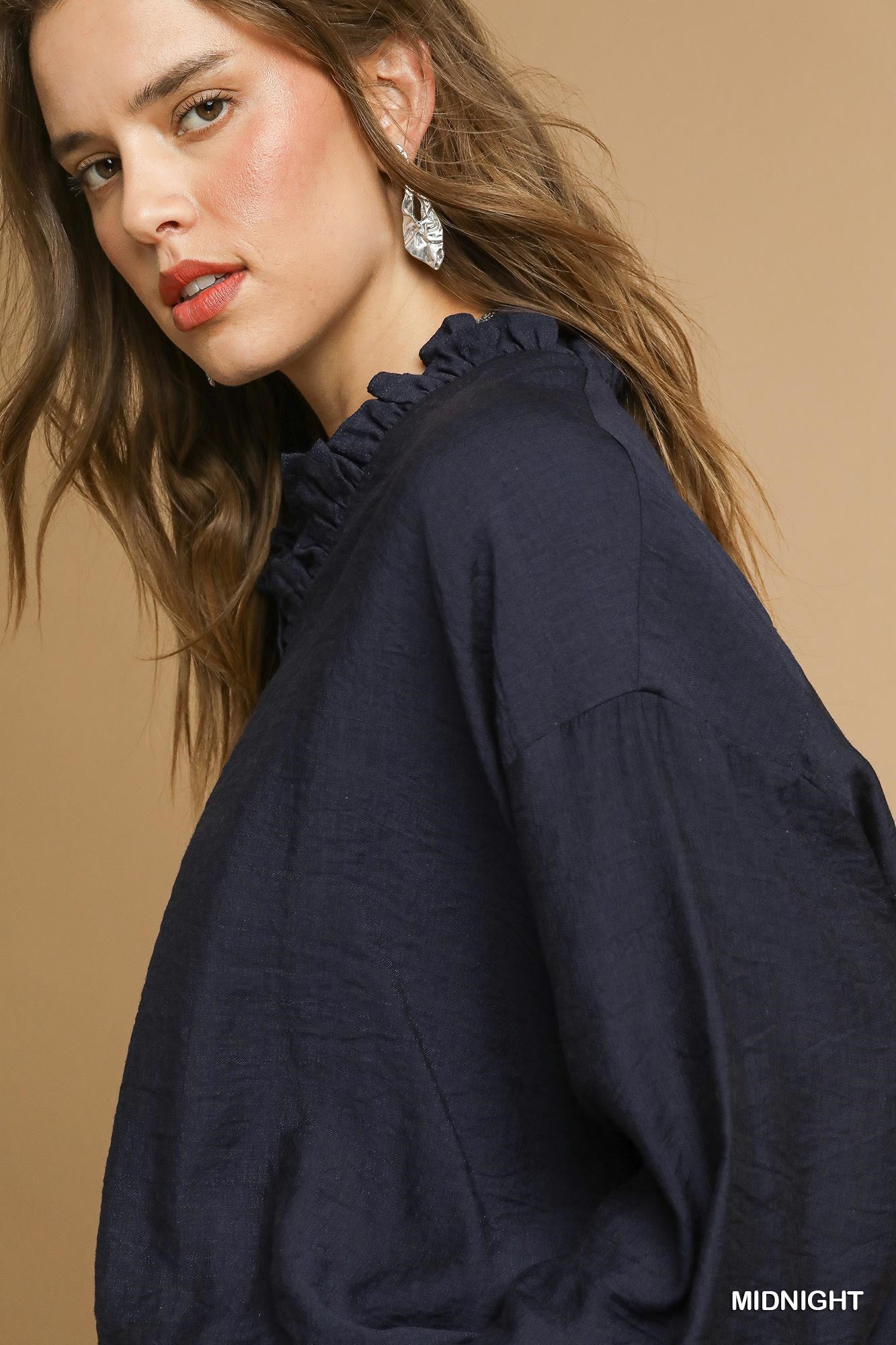 Jules Bubble Hem Top - Navy