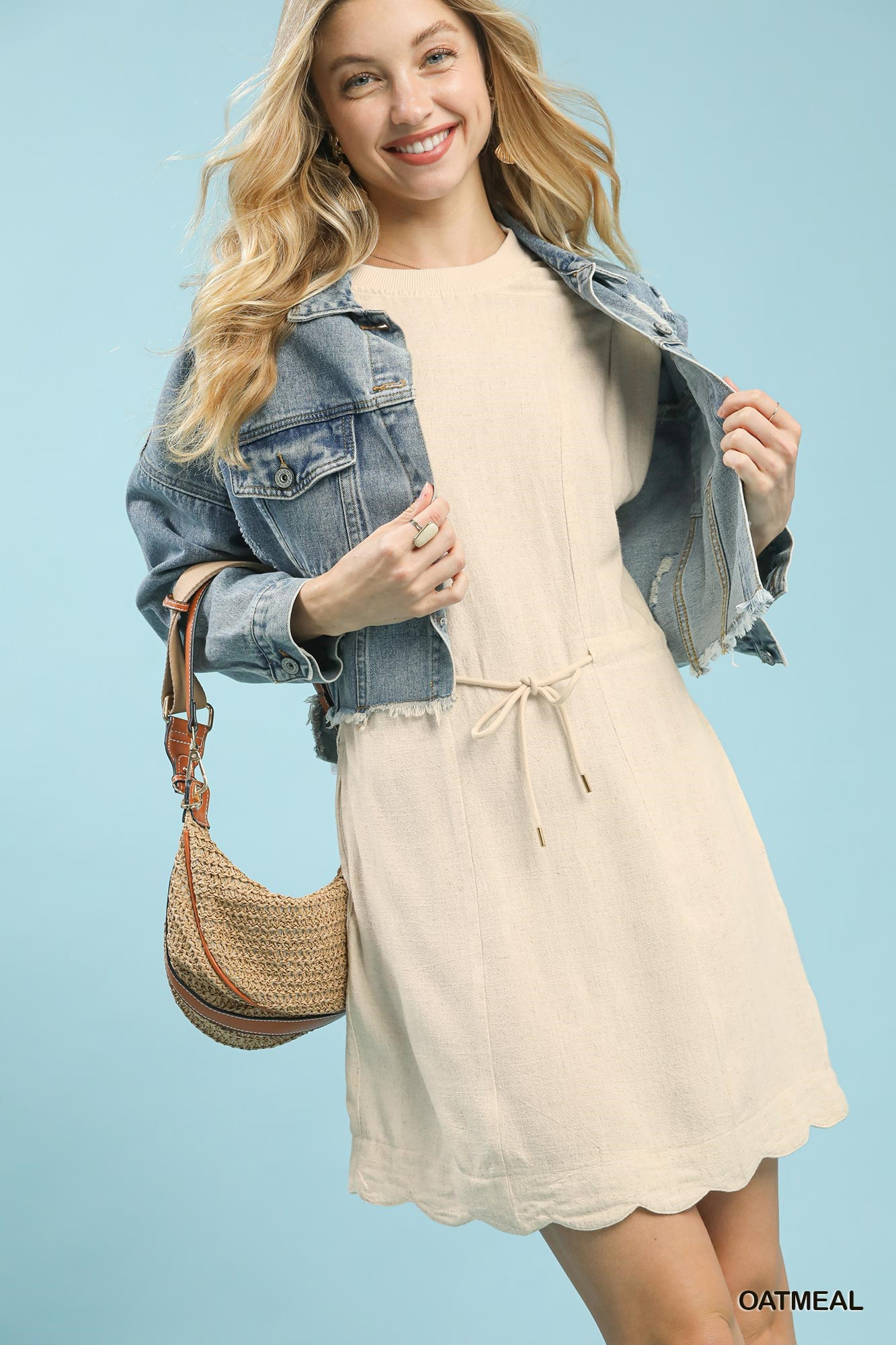 Endless Afternoon Linen Scallop Dress - Delta Swanky Girl