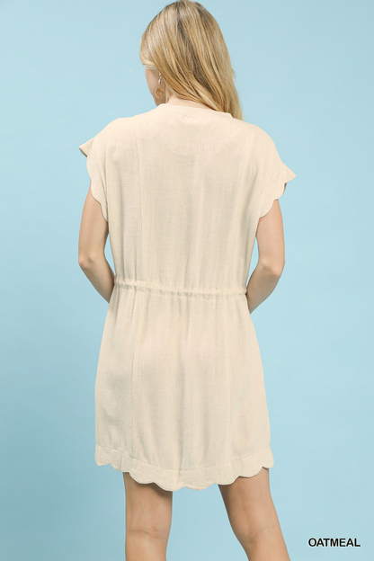 Endless Afternoon Linen Scallop Dress - Delta Swanky Girl