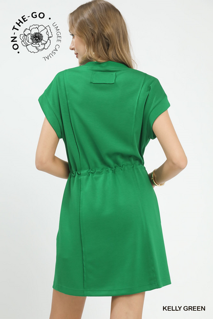 City Strolls Knit Zip Front Dress - Green