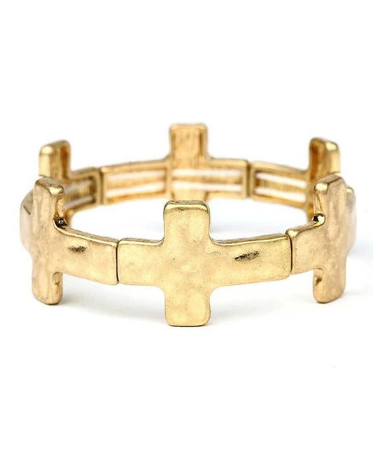Chunky Cross Link Bracelet (Gold)