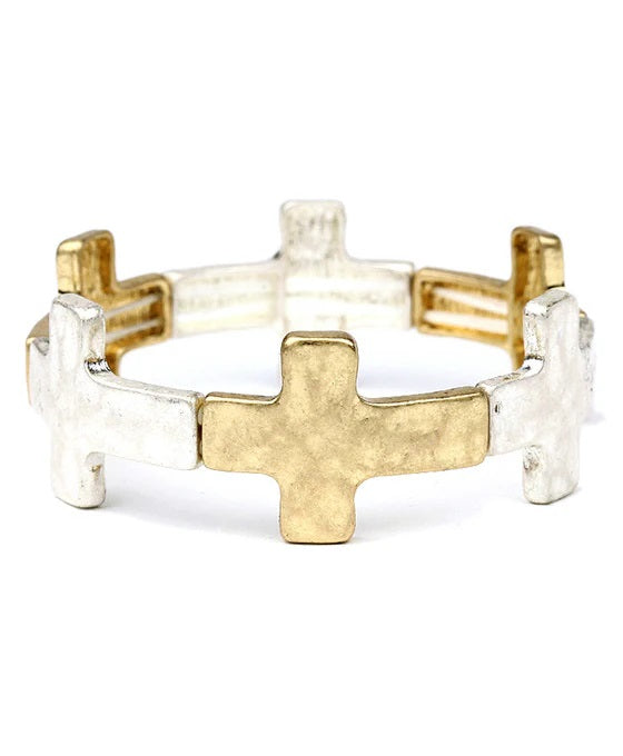 Chunky Cross Link Bracelet (Gold/Silver)