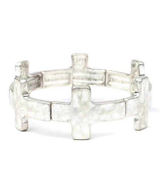 Chunky Cross Link Bracelet (Silver)