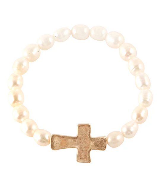 Judson Cross Pearl Stretch Bracelet