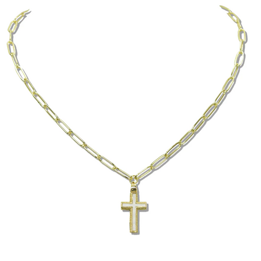 Mother Of Pearl Cross Pendant Necklace - Delta Swanky Girl