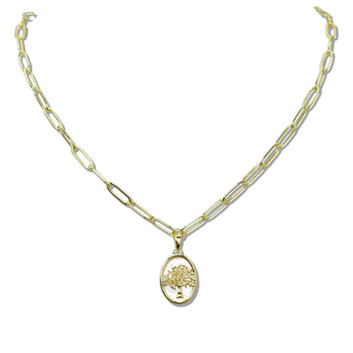Tree Of Life MOP Pendant Necklace - Delta Swanky Girl