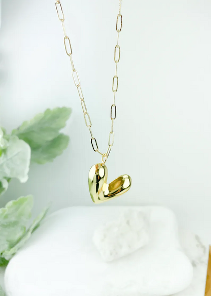 Dangle Puffy Heart Paperclip Chain Necklace - Delta Swanky Girl
