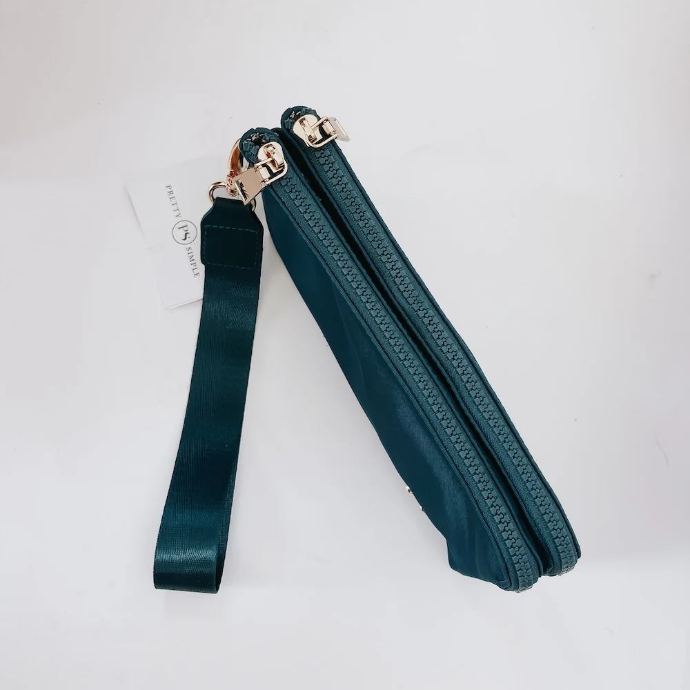 Harper Double Zip Nylon Wristlet - Navy - Delta Swanky Girl