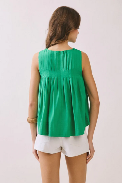 Dolce Pleated Sleeveless Top - Green - Delta Swanky Girl