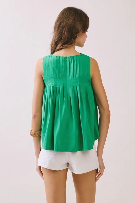 Dolce Pleated Sleeveless Top - Green - Delta Swanky Girl