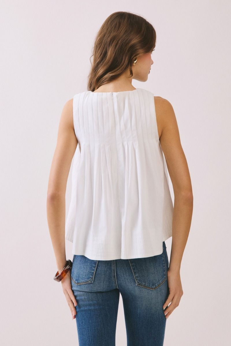 Dolce Pleated Sleeveless Top - White - Delta Swanky Girl