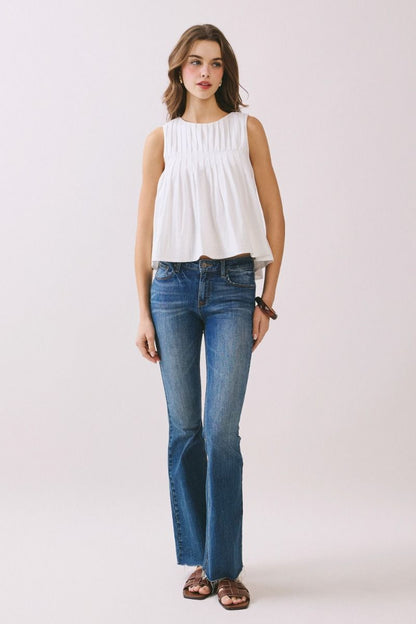 Dolce Pleated Sleeveless Top - White - Delta Swanky Girl
