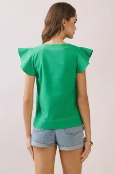 Sammy Ruffle Sleeve Top - Green - Delta Swanky Girl