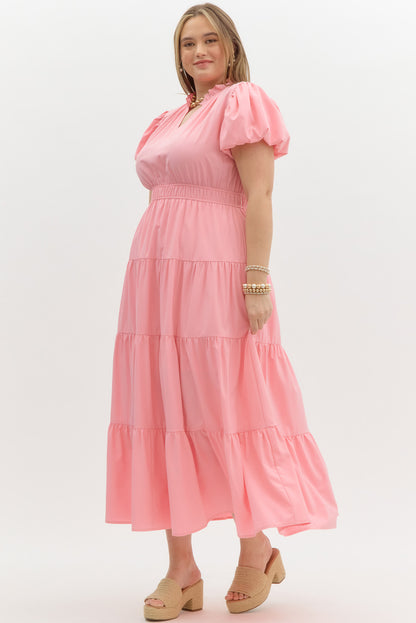 Curvy Simply Sweet Midi Dress (Pink)