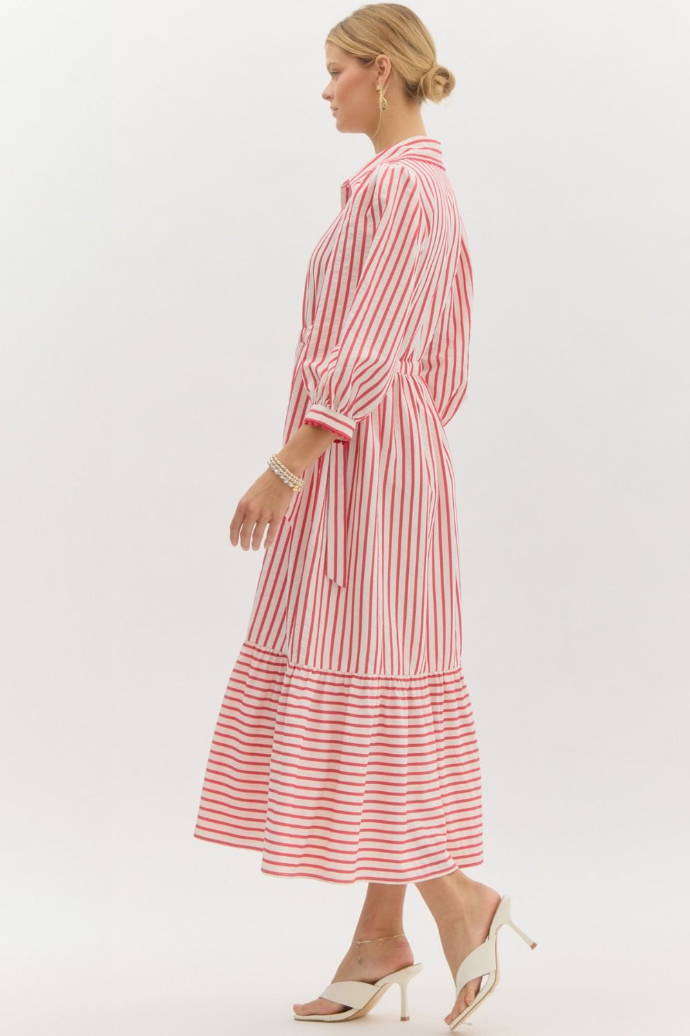 Fallon Striped Midi Dress (Red)