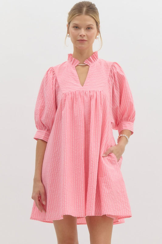 Main Attraction Striped Dress (Pink)