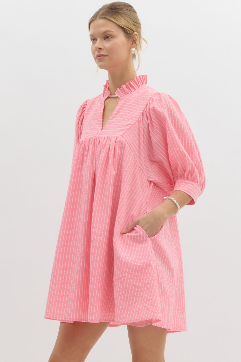 Main Attraction Striped Dress (Pink)