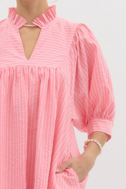 Main Attraction Striped Dress (Pink)