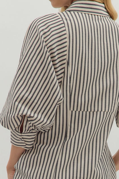 Sienna Striped Mini Dress - Black