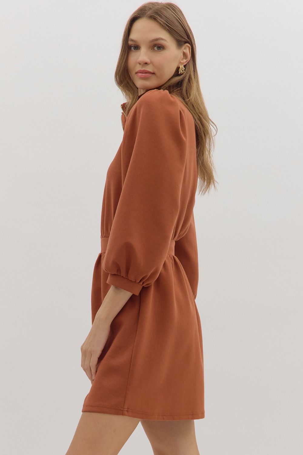 Ember Pine Zip Up Dress - Rust