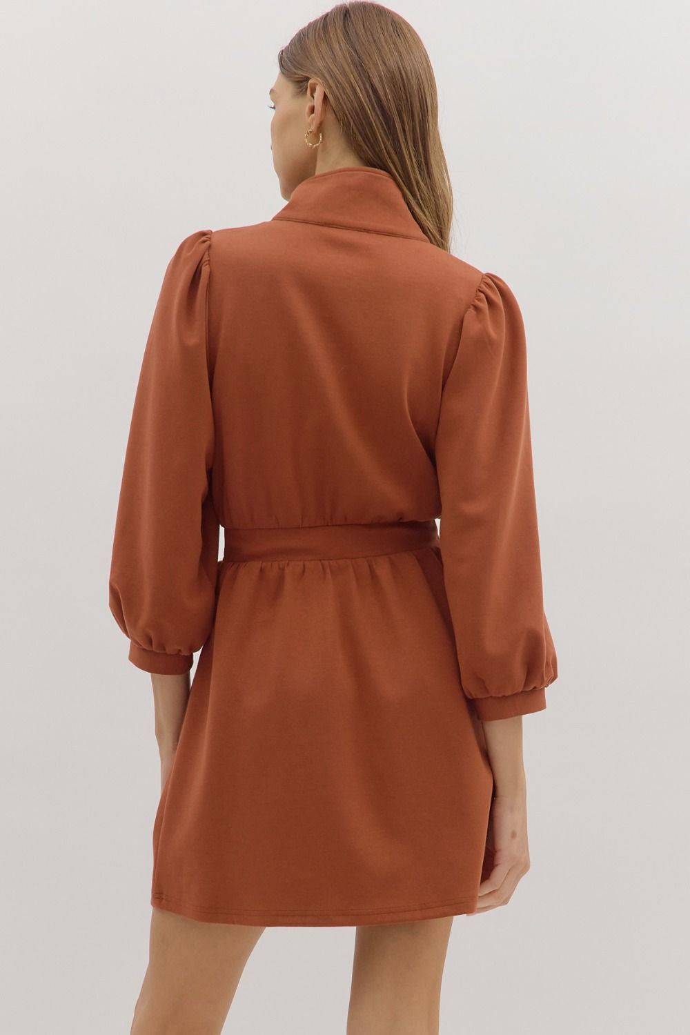Ember Pine Zip Up Dress - Rust