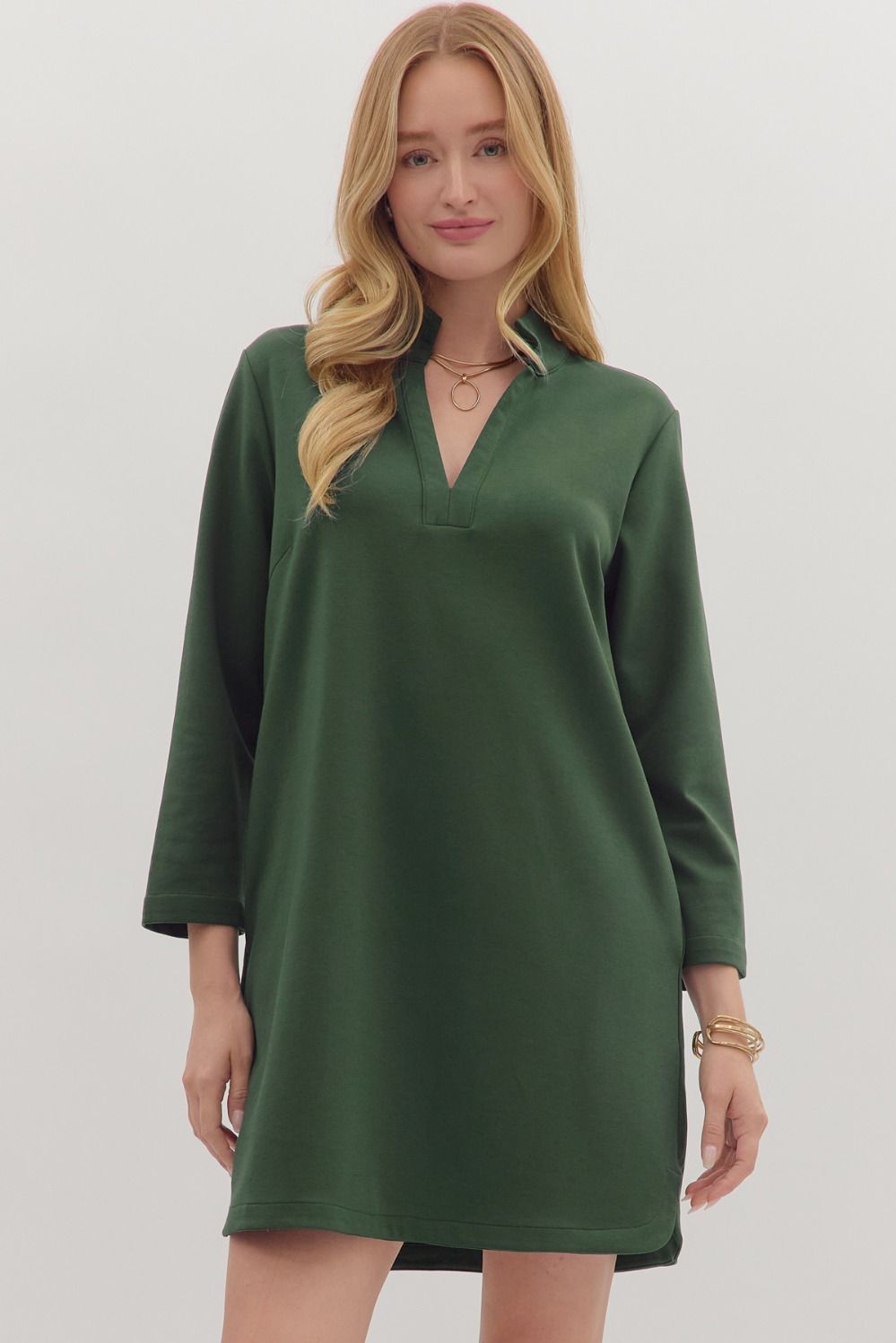 Jude High Neck Shift Dress - Green