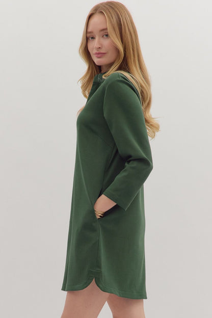 Jude High Neck Shift Dress - Green