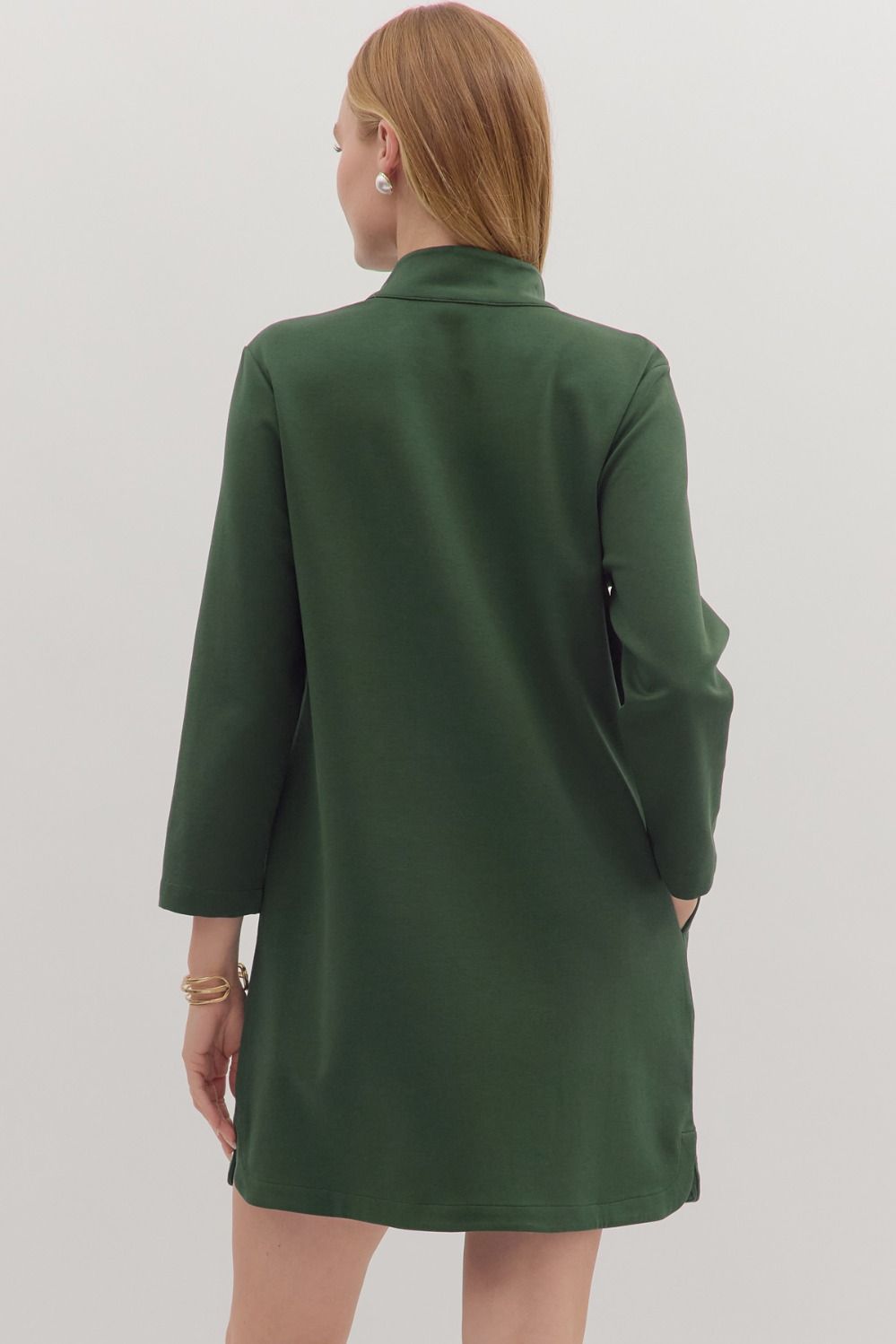 Jude High Neck Shift Dress - Green