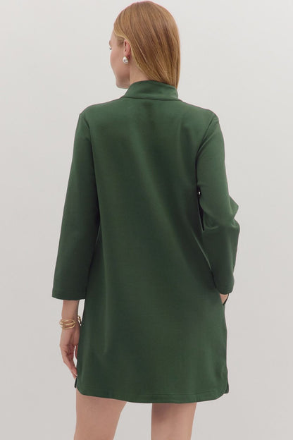 Jude High Neck Shift Dress - Green