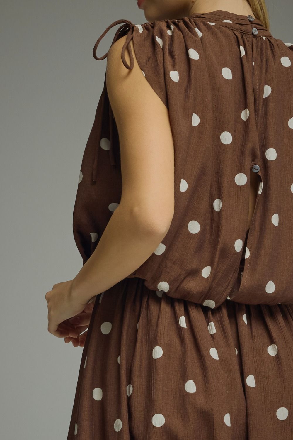 The Cocoa Confetti Dress | Polka Dot Bubble Hem Mini Dress