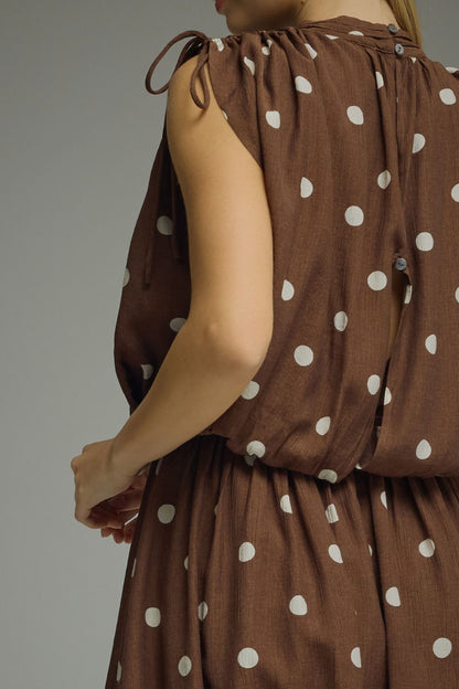 The Cocoa Confetti Dress | Polka Dot Bubble Hem Mini Dress