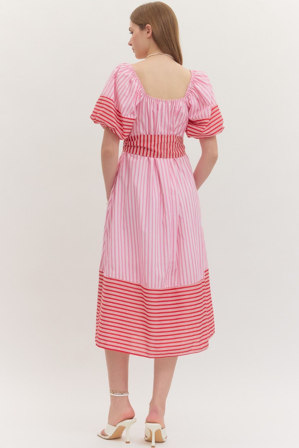Paloma Striped Midi Dress - Pink