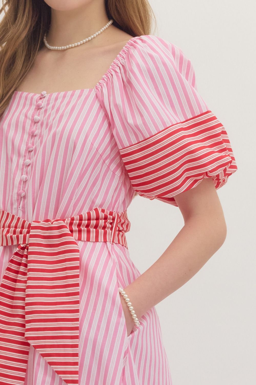 Paloma Striped Midi Dress - Pink