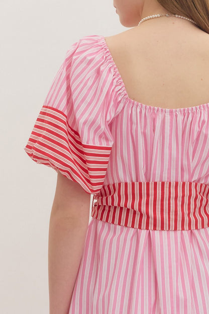 Paloma Striped Midi Dress - Pink