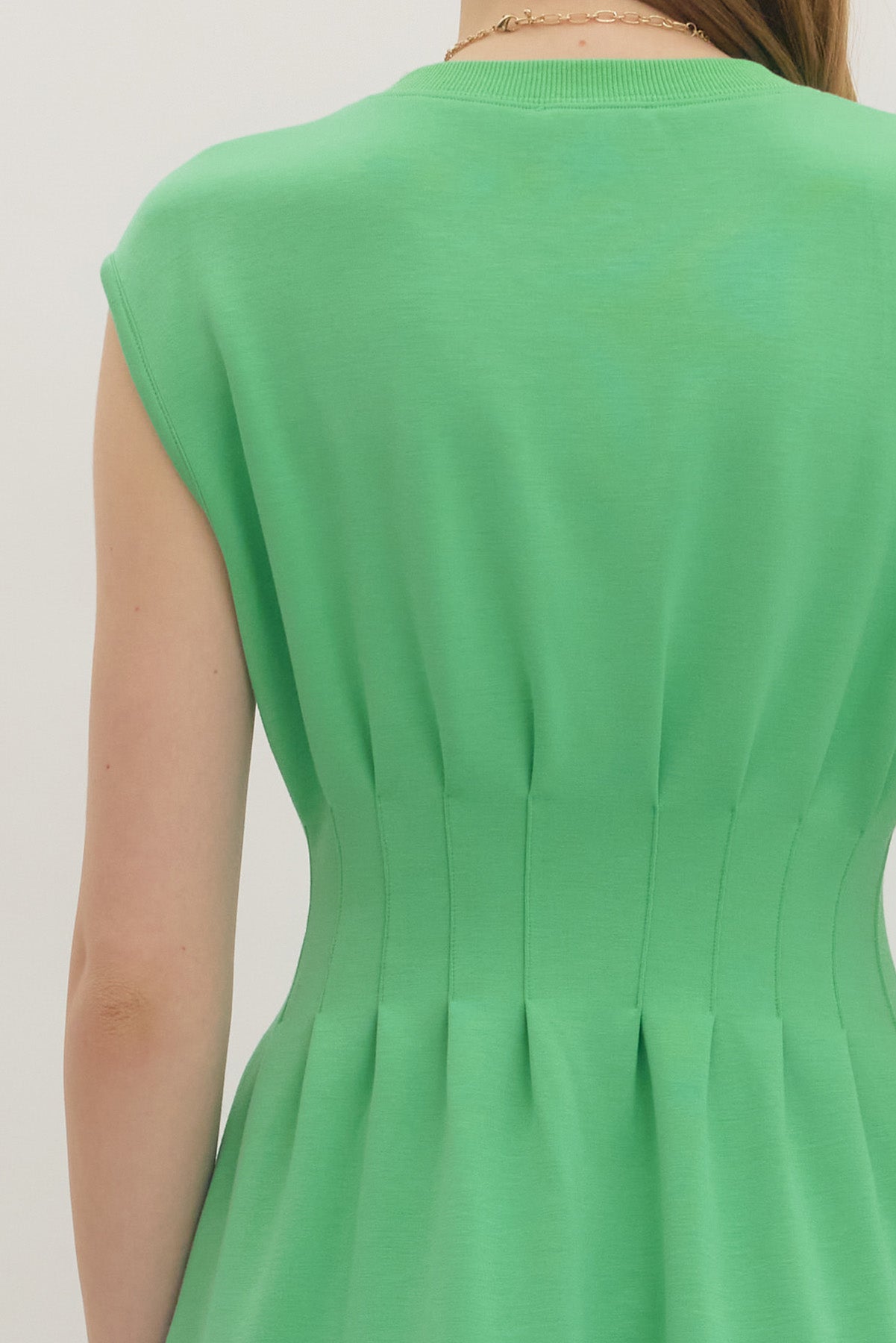 Papell Pleated Waist Mini Dress - Green - Delta Swanky Girl