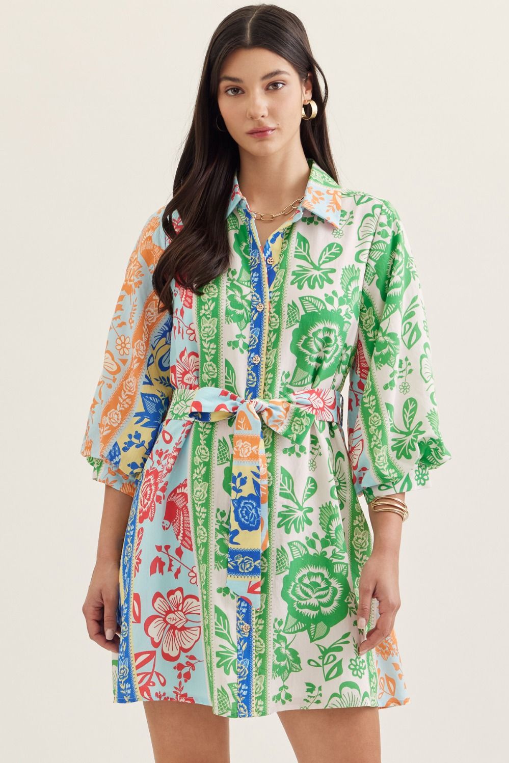 Farm Rio Botanical Belted Mini Dress - Delta Swanky Girl