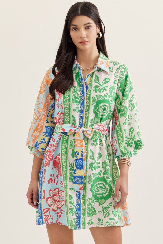 Farm Rio Botanical Belted Mini Dress