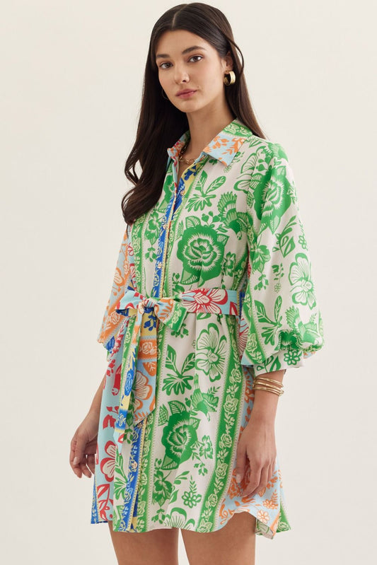 Farm Rio Botanical Belted Mini Dress