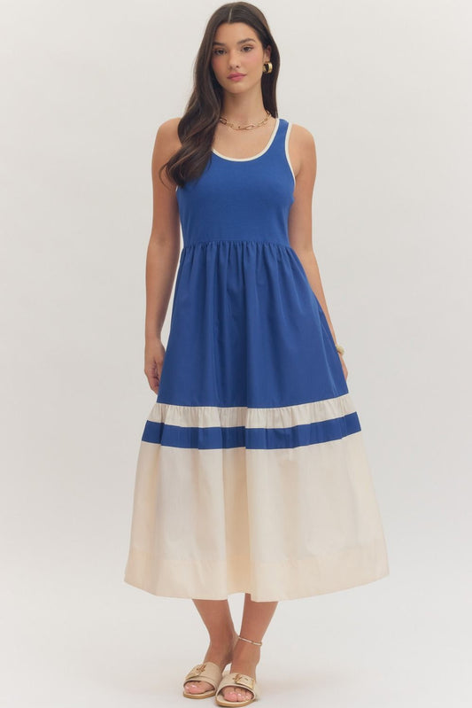 Blue Skies Tiered Sleeveless Midi Dress