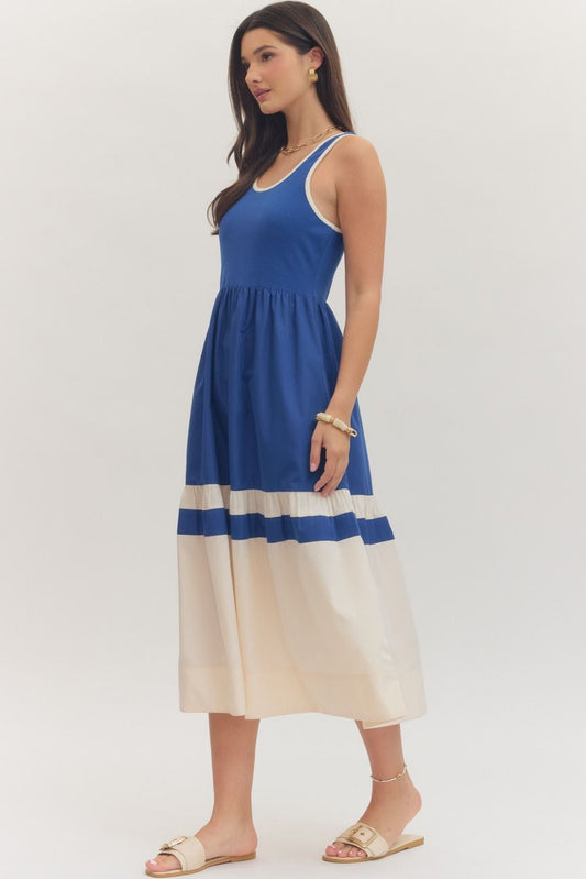 Blue Skies Tiered Sleeveless Midi Dress