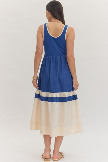 Blue Skies Tiered Sleeveless Midi Dress - Delta Swanky Girl