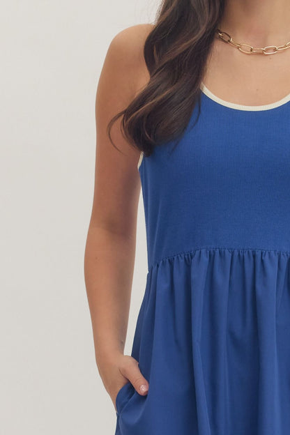 Blue Skies Tiered Sleeveless Midi Dress - Delta Swanky Girl