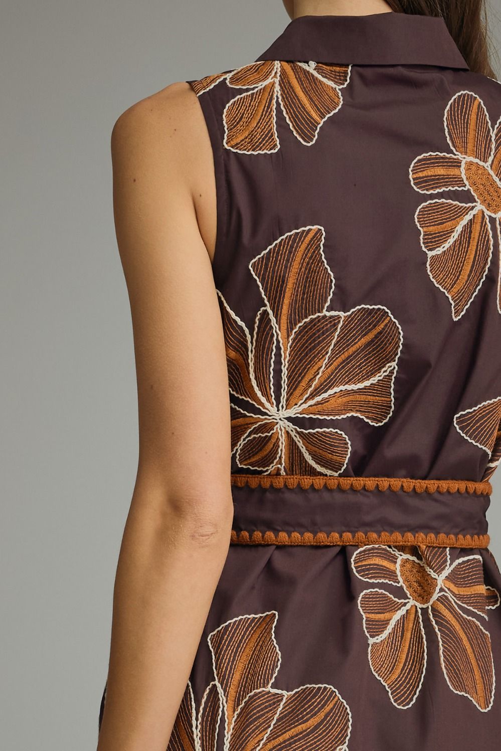 The Autumn Petal Dress | Sleeveless Floral Belted Shirt Dress