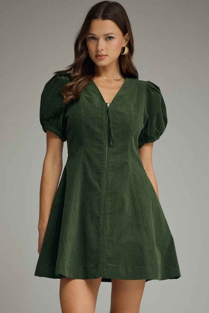 Willow Break Corduroy Mini Dress - Green