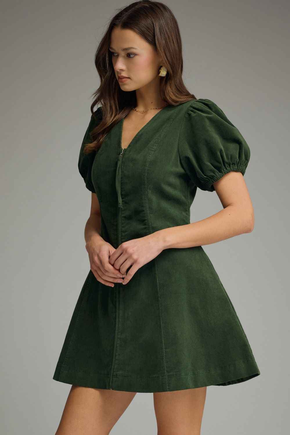 Willow Break Corduroy Mini Dress - Green